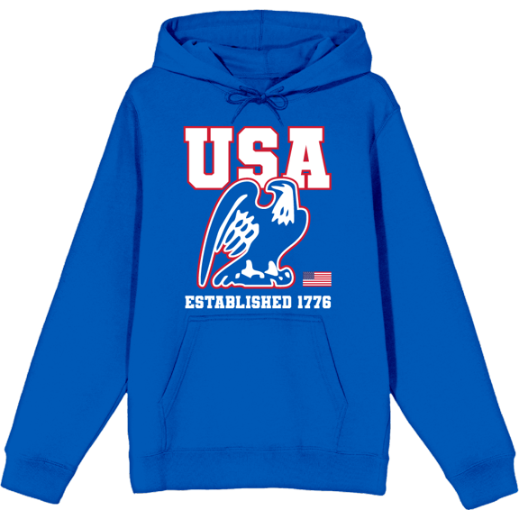 Americana Eagle USA Established 1776 Royal Blue Adult Long Sleeve Hoodie-XL