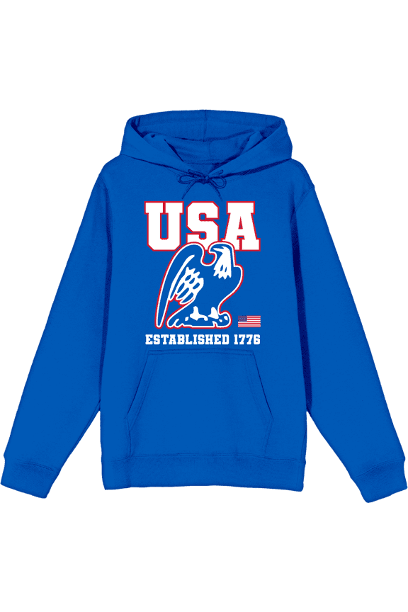 Americana Eagle USA Established 1776 Royal Blue Adult Long Sleeve Hoodie-XXL