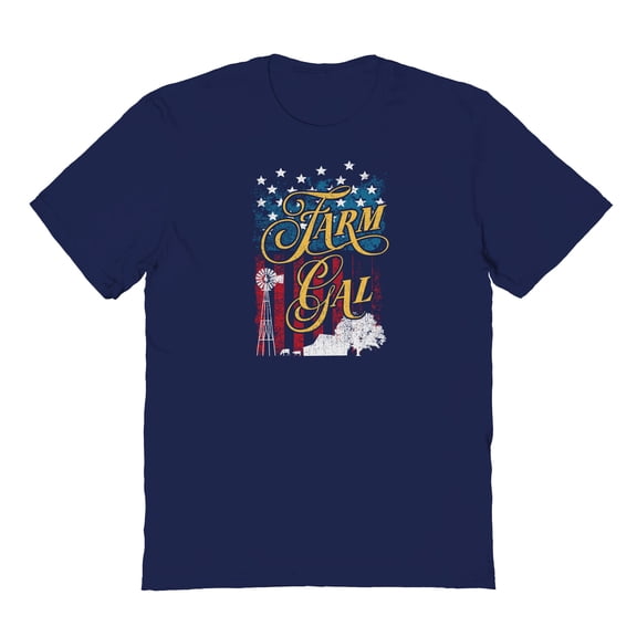 Americana Farm Gal Graphic Navy Men's Cotton T-Shirt