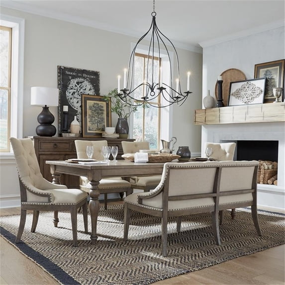 Americana Farmhouse 6 Piece Leg Table Set