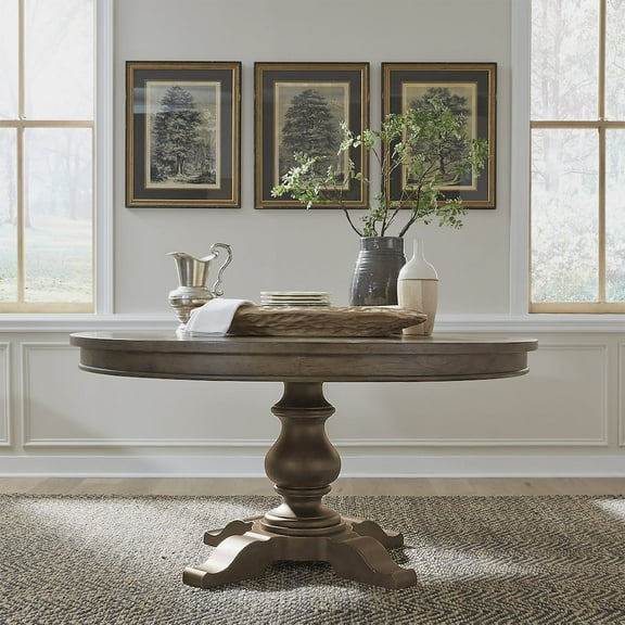 Americana Farmhouse Pedestal Table Set - Dusty Taupe