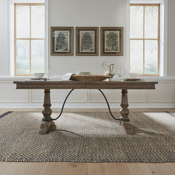 Americana Farmhouse Trestle Table Set - Dusty Taupe