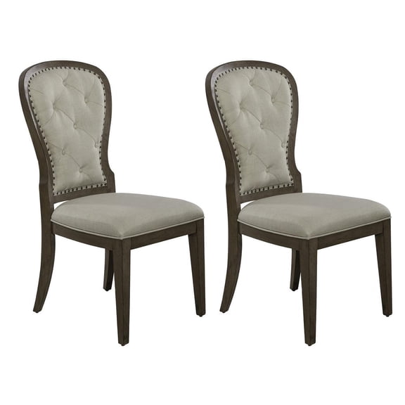 Americana Farmhouse Upholstered Tufted Back Side Chair - Set of 2