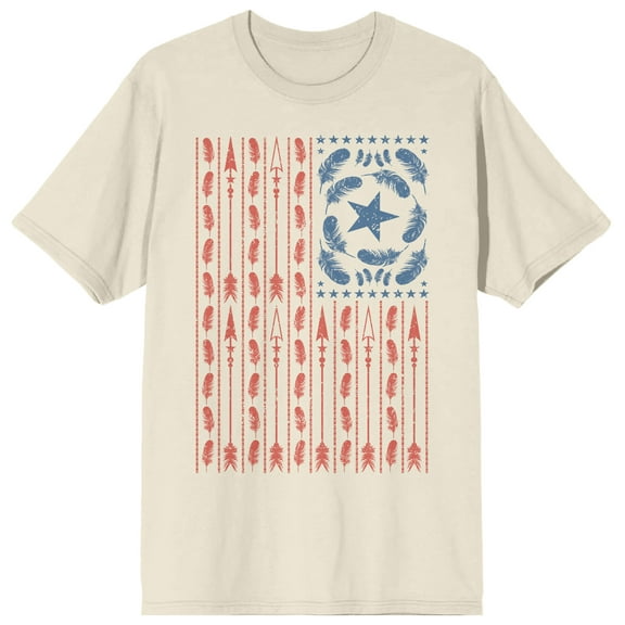 Americana Feather Flag Men's Natural T-Shirt-Large