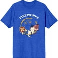 thumbnail image 1 of Americana Fireworks Royal Blue Men's Crew Neck Short Sleeve Tee-Large, 1 of 2