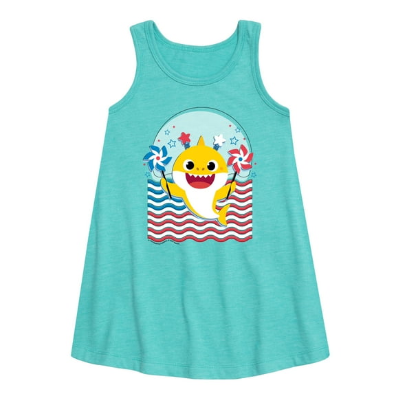 Baby Shark - Americana Flag - Girl's Aline Dress