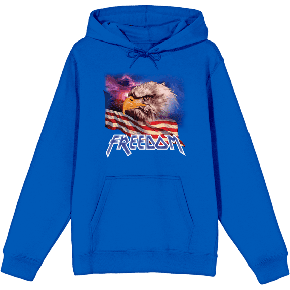 Americana Freedom Eagle Adult Blue Long Sleeve Hoodie-XL