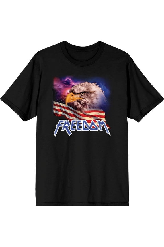 Americana Freedom Eagle Men's Black Crew Neck Short Sleeve Tee-Medium