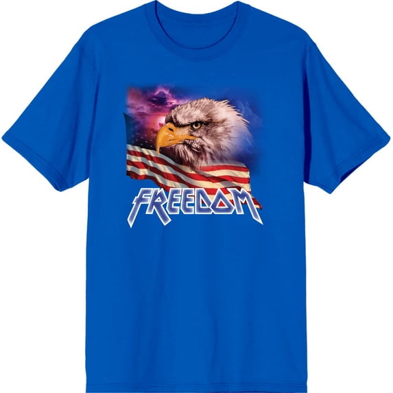 Americana Freedom Eagle Men's Blue Crew Neck Short Sleeve Tee-Medium