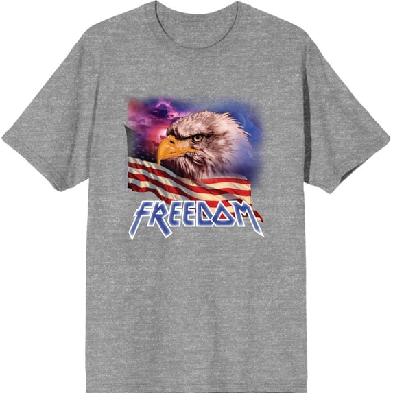 Americana Freedom Eagle Men's Heather Gray Crew Neck Short Sleeve Tee-Large