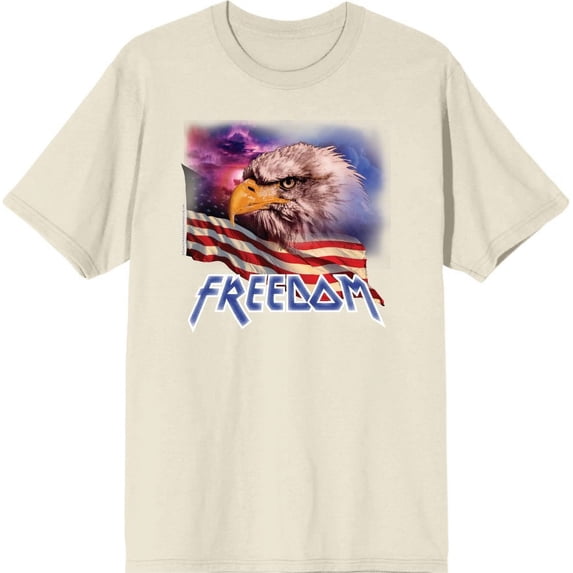 Americana Freedom Eagle Men's Natural Crew Neck Short Sleeve Tee-Medium