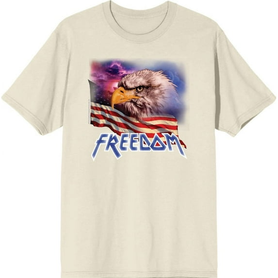 Americana Freedom Eagle Men's Natural Crew Neck Short Sleeve Tee-Small