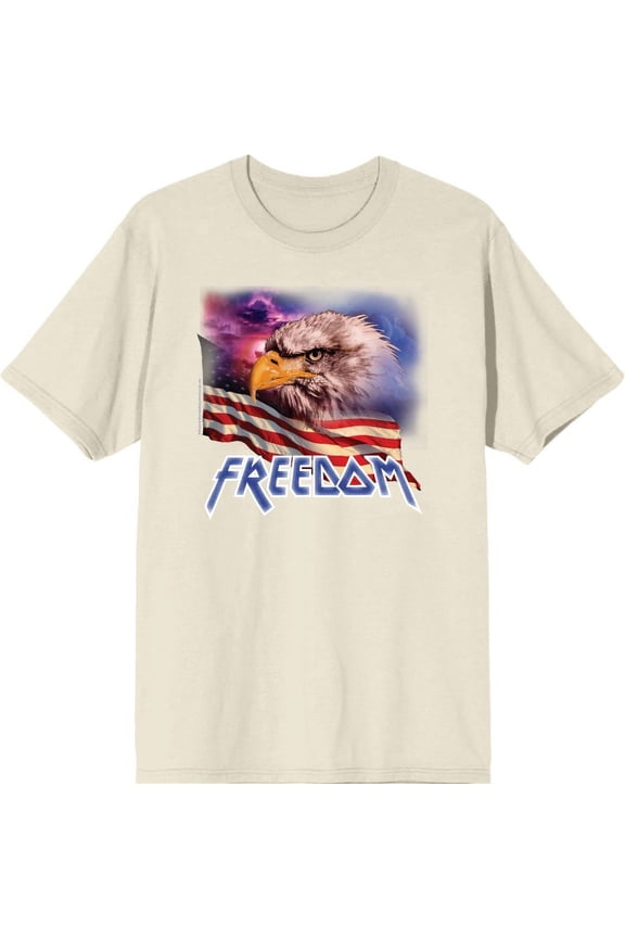 Americana Freedom Eagle Men's Natural Crew Neck Short Sleeve Tee-XXL