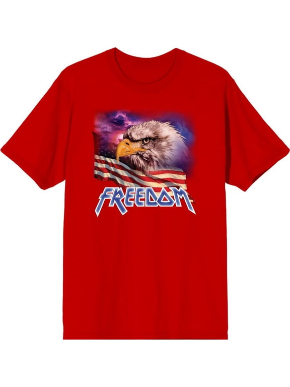 Americana Freedom Eagle Men's Red Crew Neck Short Sleeve Tee-Small