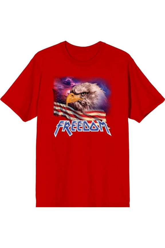 Americana Freedom Eagle Men's Red Crew Neck Short Sleeve Tee-Small