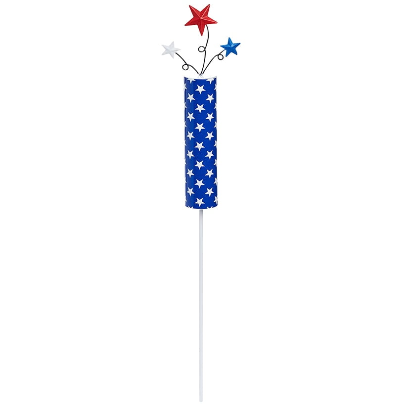 Patriotic Blue Iron Garden Stake with Stars
