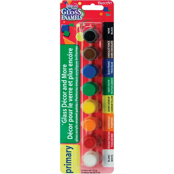 Americana Gloss Enamels Paint Pots 8/Pkg-Primary