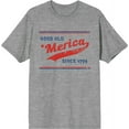 thumbnail image 1 of Americana Good Old 'Merica Since 1776 Heather Gray Men's Crew Neck Short Sleeve Tee-3XL, 1 of 2