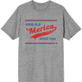 thumbnail image 1 of Americana Good Old 'Merica Since 1776 Heather Gray Men's Crew Neck Short Sleeve Tee-Medium, 1 of 2
