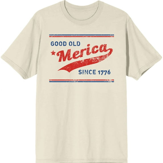 Americana Good Old 'Merica Since 1776 Natural Men's Crew Neck Short Sleeve Tee-Medium