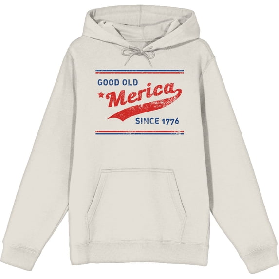 Americana Good Old 'Merica Since 1776 Sand Adult Long Sleeve Hoodie-Medium