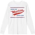 thumbnail image 1 of Americana Good Old 'Merica Since 1776 White Adult Crew Neck Long Sleeve Tee-Medium, 1 of 3