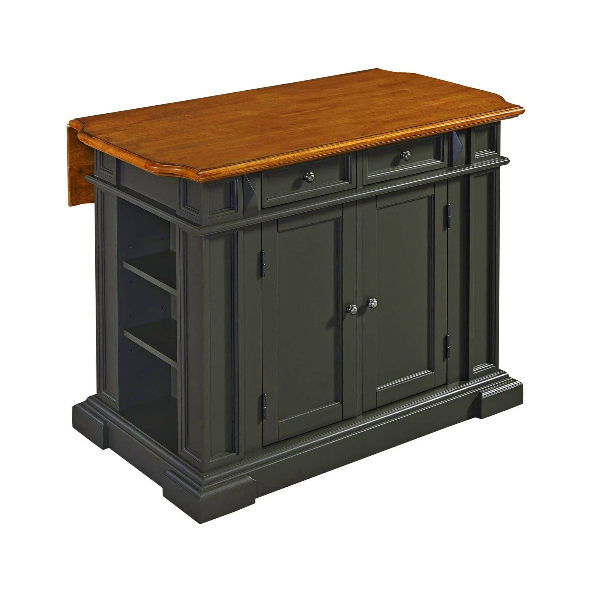 Montauk Gray and Oak Kitchen Island with Drop Leaf
