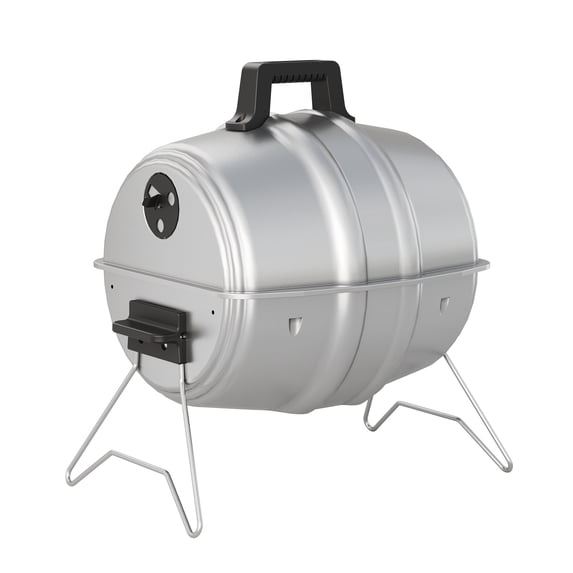 Americana Grills Keg A Que Charcoal BBQ Portable Grill, 186 Sq In, Silver