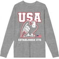 thumbnail image 1 of Americana Happy Birthday USA Heather Gray Adult Crew Neck Long Sleeve Tee-XL, 1 of 3