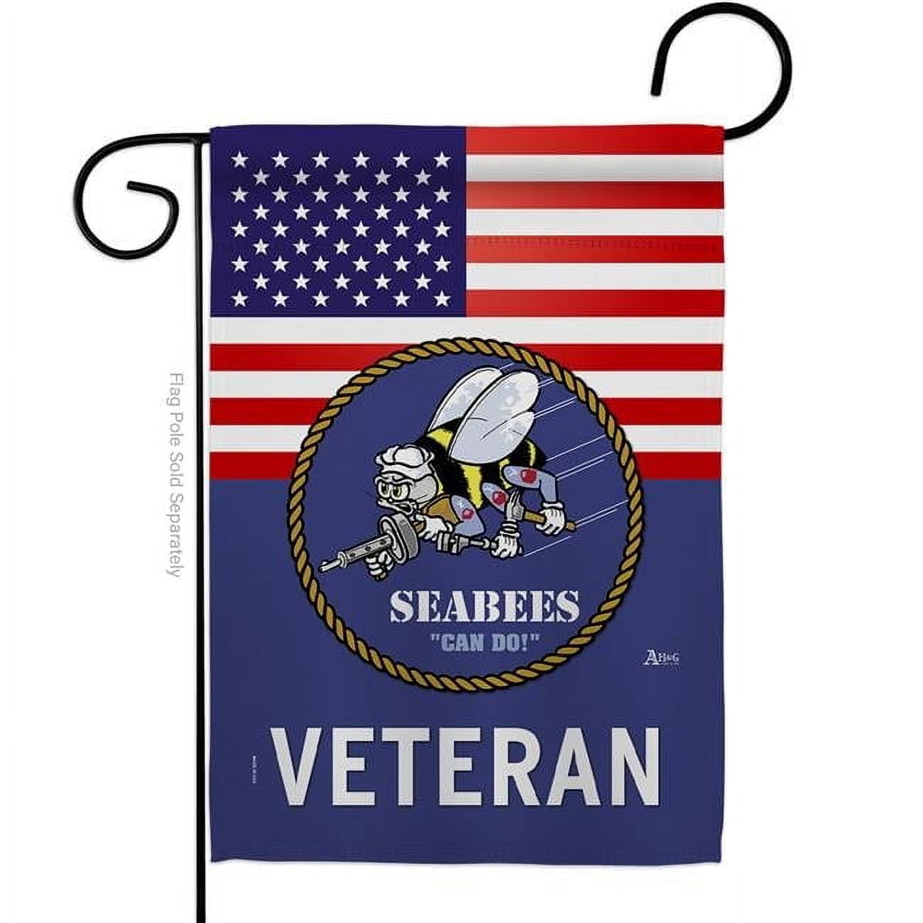 Americana Home & Garden  13 x 18.5 in. US Seabees Veteran Garden Flag with Armed Forces Navy Double-Sided Decorative Vertical Flags House Decoration Banner Yard Gift