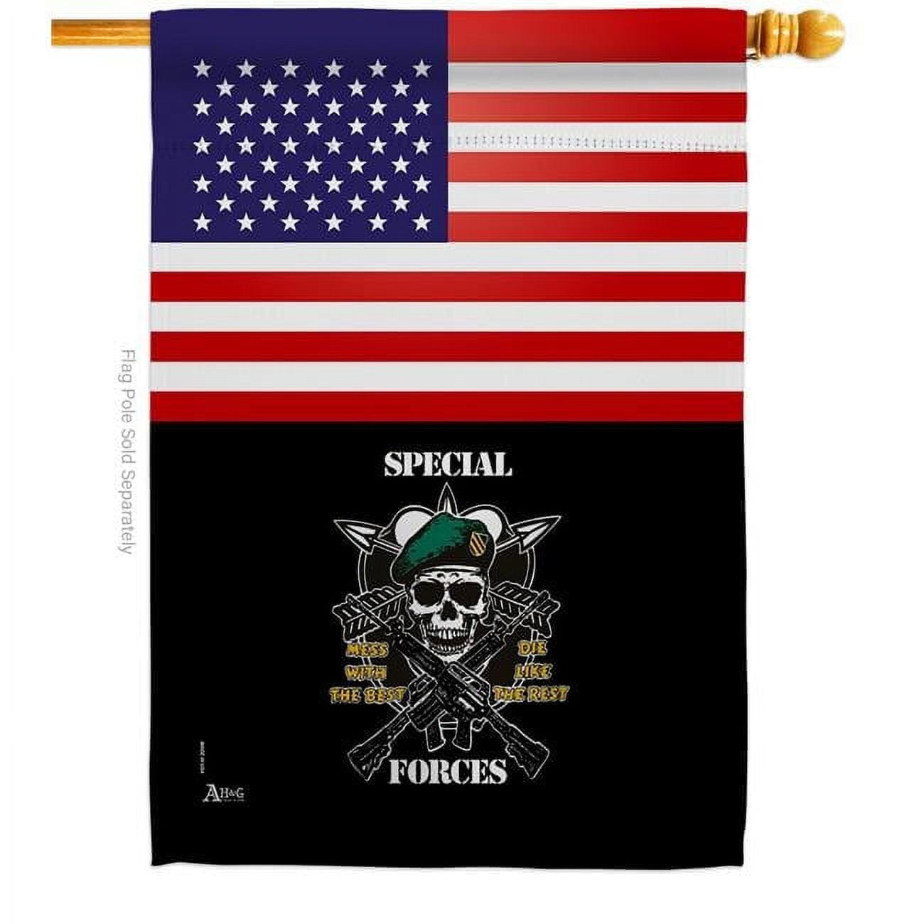 Americana Home & Garden H140893-BO 28 x 40 in. Home of Arny Special Forces House Flag with Armed Army Double-Sided Decorative Vertical Decoration Banner Garden Yard Gift