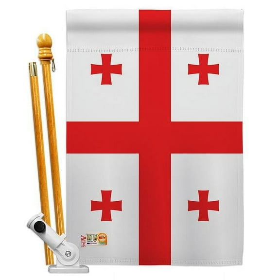 Americana Home & Garden AA-CY-HS-140089-IP-BO-D-US18-AG 28 x 40 in. Georgia Republic Flags of the World Nationality Impressions Decorative Vertical Double Sided House Flag Set & Pole Bracket Hardware