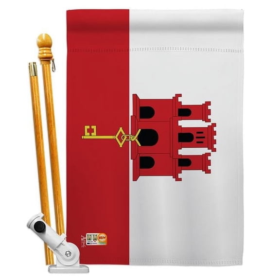 Americana Home & Garden AA-CY-HS-140093-IP-BO-D-US18-AG 28 x 40 in. Gibraltar Flags of the World Nationality Impressions Decorative Vertical Double Sided House Flag Set & Pole Bracket Hardware Flag Se