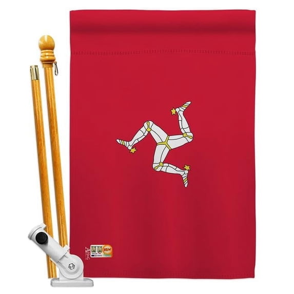 Americana Home & Garden AA-CY-HS-140115-IP-BO-D-US18-AG 28 x 40 in. Isle of Man Flags the World Nationality Impressions Decorative Vertical Double Sided House Flag Set & Pole Bracket Hardware Flag Set