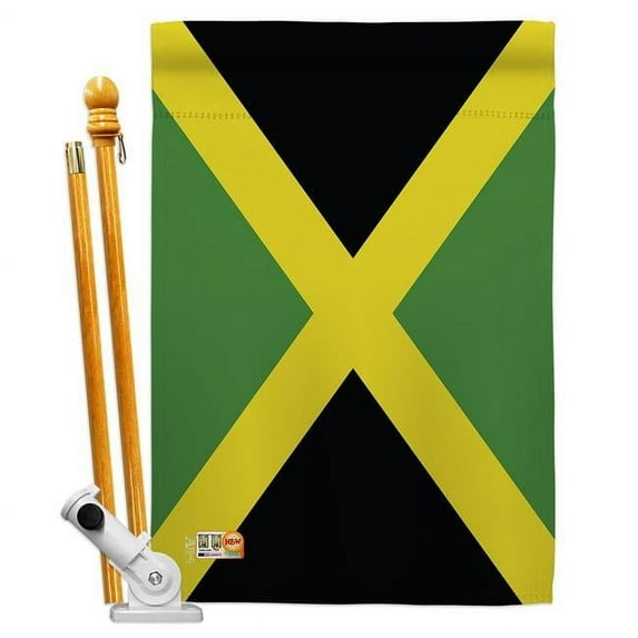 Americana Home & Garden AA-CY-HS-140120-IP-BO-D-US18-AG 28 x 40 in. Jamaica Flags of the World Nationality Impressions Decorative Vertical Double Sided House Flag Set & Pole Bracket Hardware Flag Set