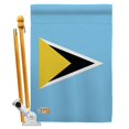thumbnail image 1 of Americana Home & Garden AA-CY-HS-140199-IP-BO-D-US18-AG 28 x 40 in. Saint Lucia Flags of the World Nationality Impressions Decorative Vertical Double Sided House Flag Set & Pole Bracket Hardware Flag, 1 of 1