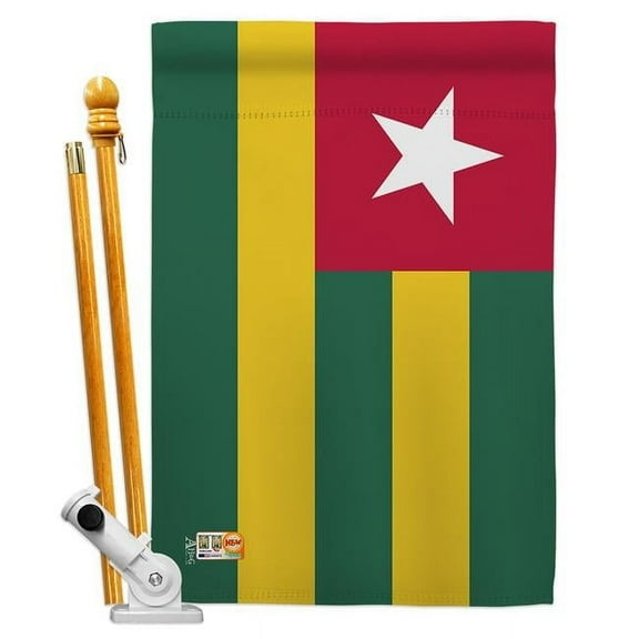 Americana Home & Garden AA-CY-HS-140233-IP-BO-D-US18-AG 28 x 40 in. Togo Flags of the World Nationality Impressions Decorative Vertical Double Sided House Flag Set & Pole Bracket Hardware Flag Set