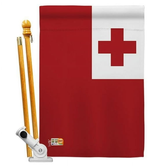 Americana Home & Garden AA-CY-HS-140234-IP-BO-D-US18-AG 28 x 40 in. Tonga Flags of the World Nationality Impressions Decorative Vertical Double Sided House Flag Set & Pole Bracket Hardware Flag Set