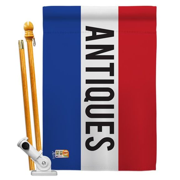 Americana Home & Garden AA-MT-HS-140778-IP-BO-D-US18-AG 28 x 40 in. Antiques Special Occasion Merchant Impressions Decorative Vertical Double Sided House Flag Set & Pole Bracket Hardware Flag Set