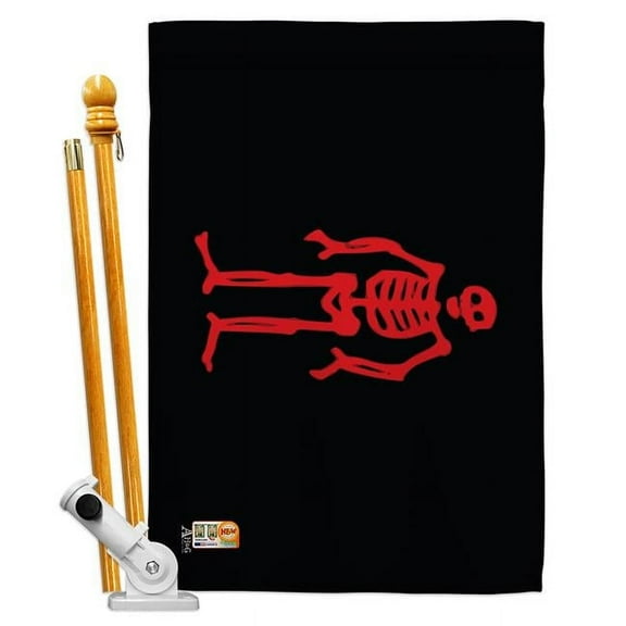 Americana Home & Garden AA-PI-HS-140418-IP-BO-D-US18-AG 28 x 40 in. Edward Low Coastal Pirate Impressions Decorative Vertical Double Sided House Flag Set & Pole Bracket Hardware Flag Set