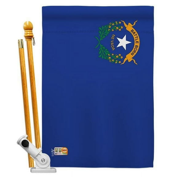 Americana Home & Garden AA-SS-HS-140529-IP-BO-D-US18-AG 28 x 40 in. Nevada States Impressions Decorative Vertical Double Sided House Flag Set & Pole Bracket Hardware Flag Set