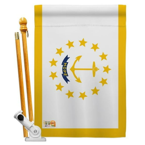 Americana Home & Garden AA-SS-HS-140540-IP-BO-D-US18-AG 28 x 40 in. Rhode Island States Impressions Decorative Vertical Double Sided House Flag Set & Pole Bracket Hardware Flag Set