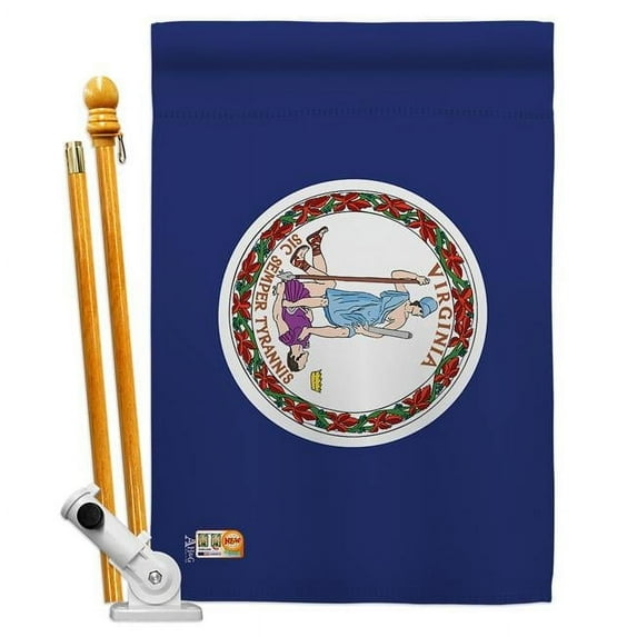 Americana Home & Garden AA-SS-HS-140547-IP-BO-D-US18-AG 28 x 40 in. Virginia States Impressions Decorative Vertical Double Sided House Flag Set & Pole Bracket Hardware Flag Set