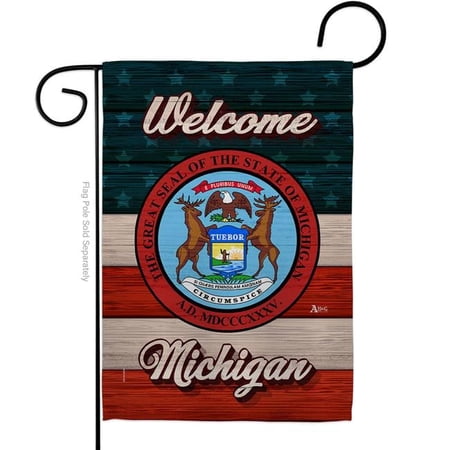 Americana Home & Garden G141278-BO 13 x 18.5 in. Welcome Michigan Double-Sided Vertical House Decoration Banner Garden Flag - Yard Gift