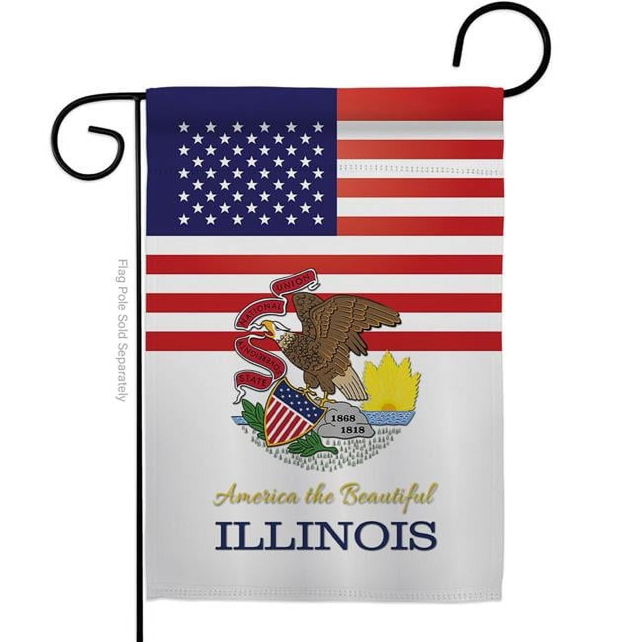 Americana Home & Garden G142565-BO 13 x 18.5 in. USA Illinois American State Vertical Garden Flag with Double-Sided House Decoration Banner Yard Gift