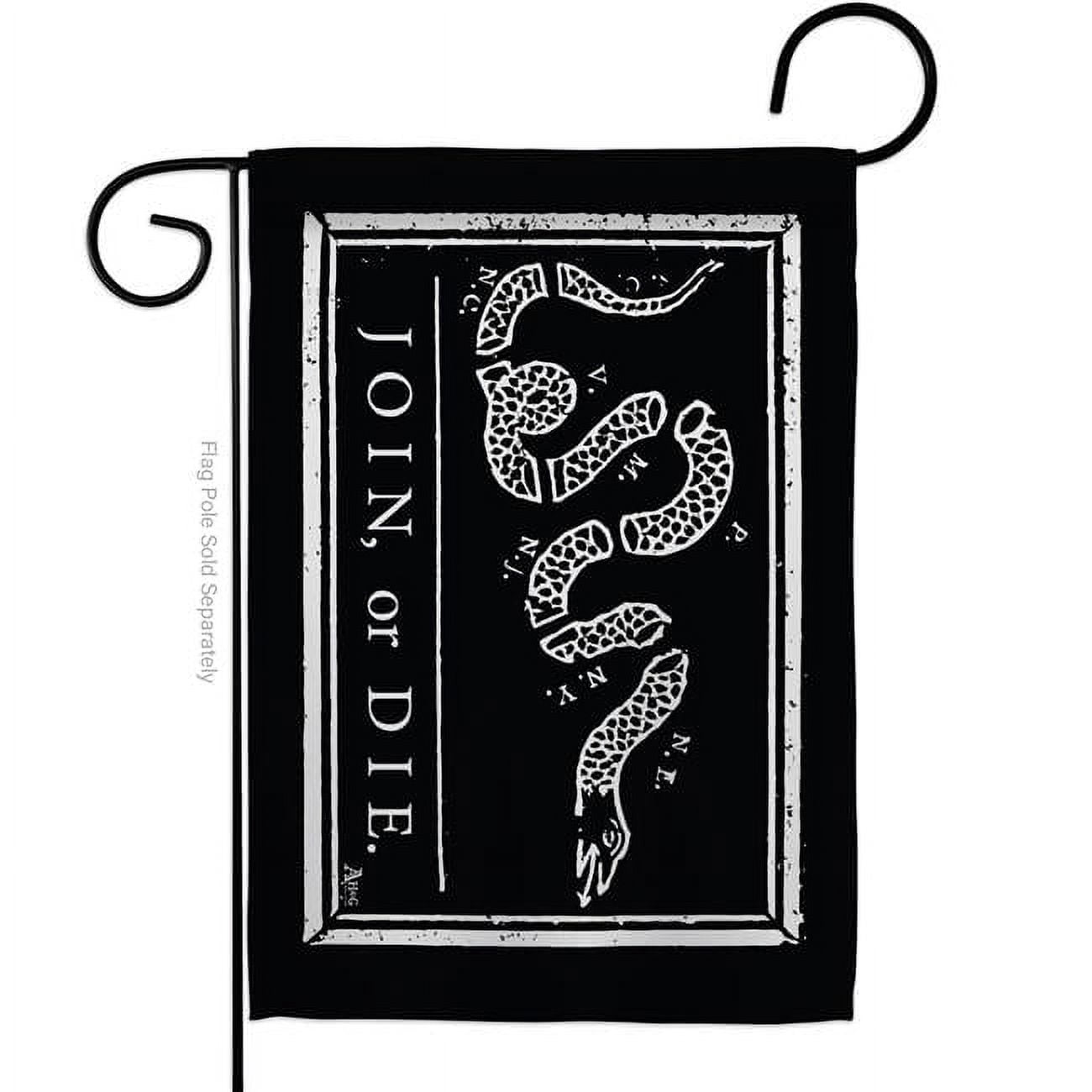 Americana Home & Garden G142725-BO 13 x 18.5 in. Black Join or Die American USA Historic Garden Flag with Double-Sided Horizontal House Decoration Banner Yard Gift