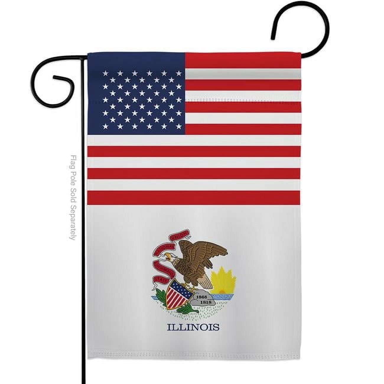 Americana Home & Garden G142764-BO 13 x 18.5 in. USA Illinois American State Vertical Garden Flag with Double-Sided House Decoration Banner Yard Gift