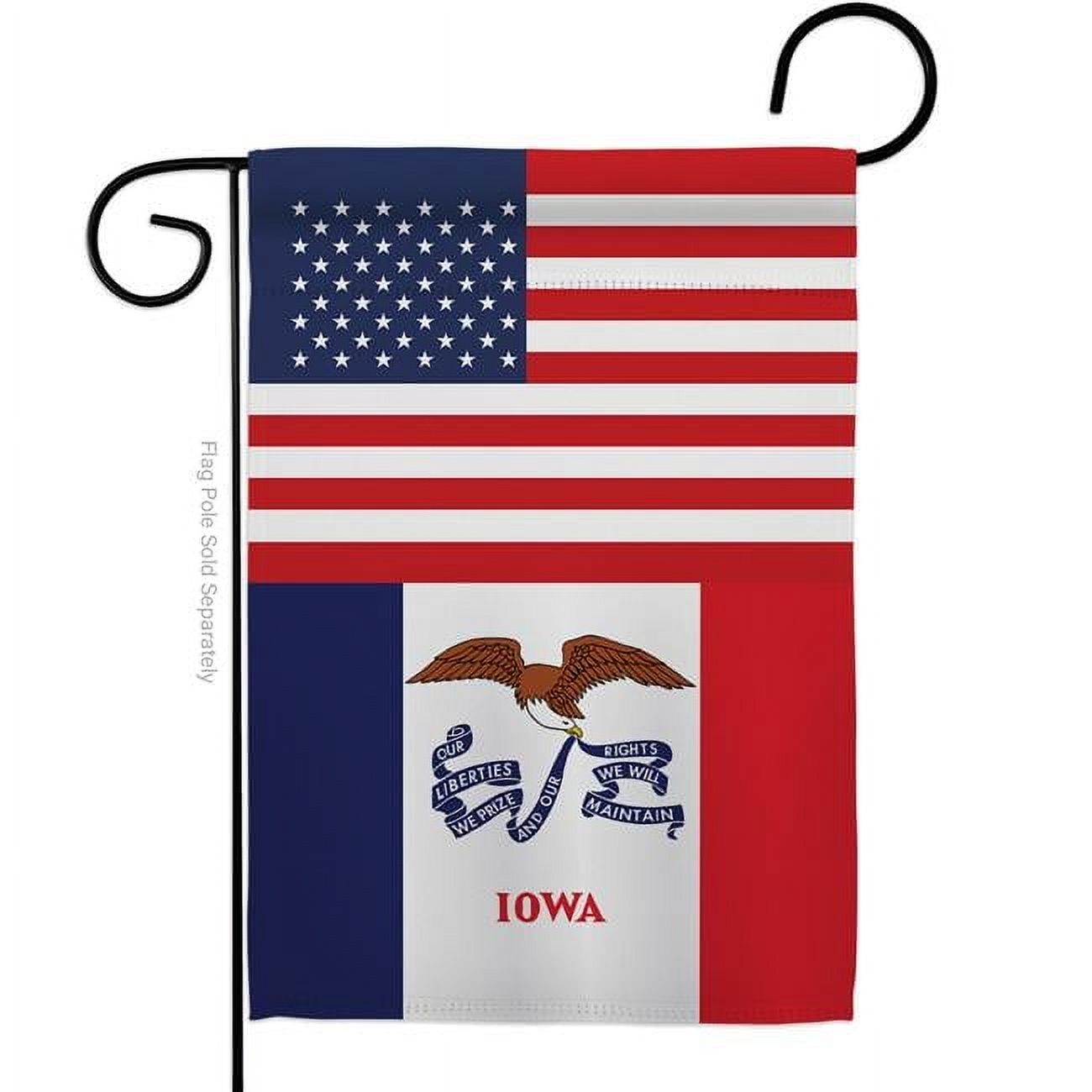 Americana Home & Garden G142766-BO 13 x 18.5 in. USA Iowa American State Vertical Garden Flag with Double-Sided House Decoration Banner Yard Gift