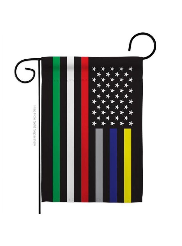 G142927-BO 13 x 18.5 in. US First Responders Line Garden Flag with Armed Forces Service Double-Sided Decorative Horizontal Flags House Decoration Banner Yard Gift