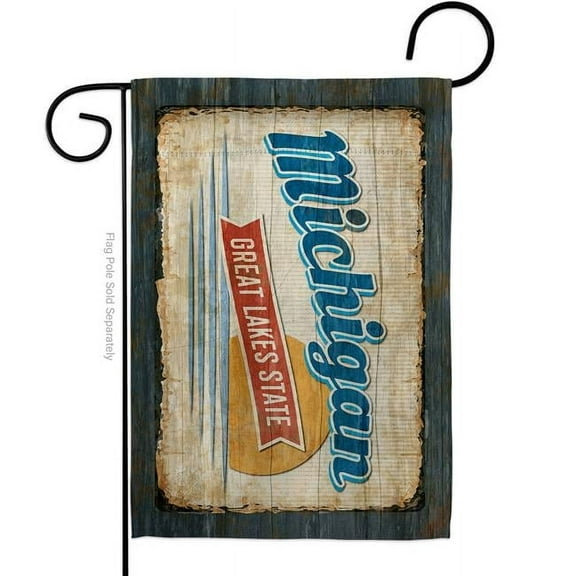 Americana Home & Garden G142967-BO 13 x 18.5 in. Michigan Vintage American State Garden Flag with Double-Sided Horizontal House Decoration Banner Yard Gift